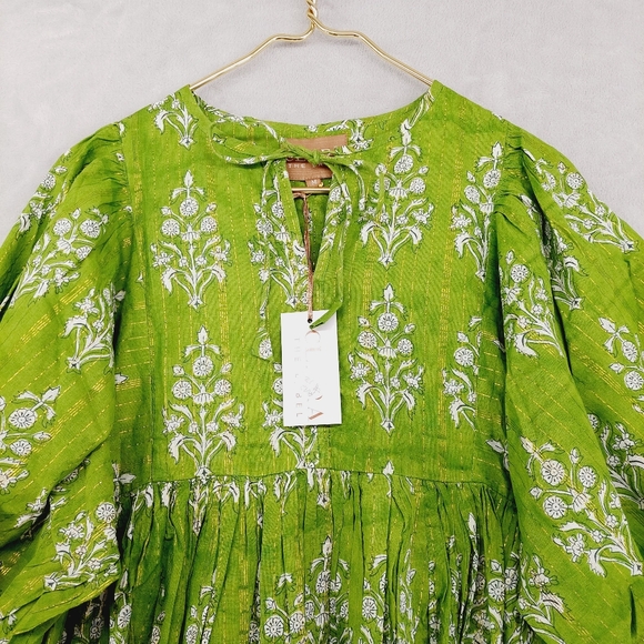 New Clara The Label Clover Mini (Renwick Olive) Ballon Sleeves Mini Dress P2384 - Picture 4 of 11